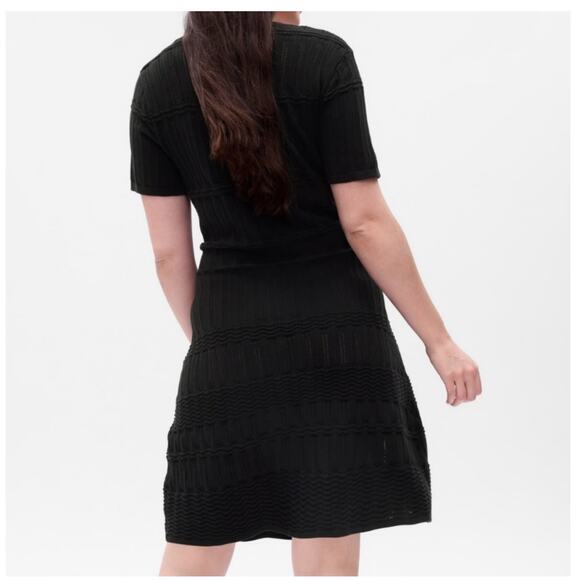 Gap Womens Short Sleeve Sweater Dress Size Small Cotton Black Fall Preppy NEW - Picture 2 of 13